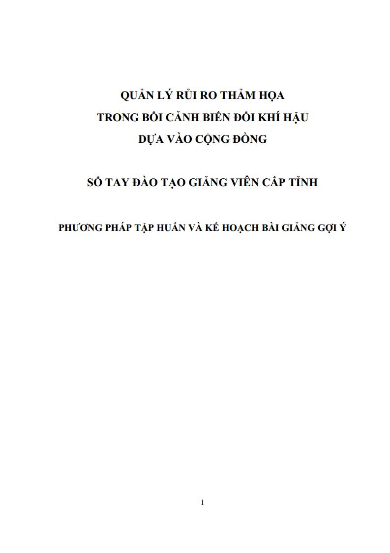 Sổ tay đào tạo giảng viên cấp tỉnh - Phương pháp tập huấn và kế hoạch bài giảng gợi ý